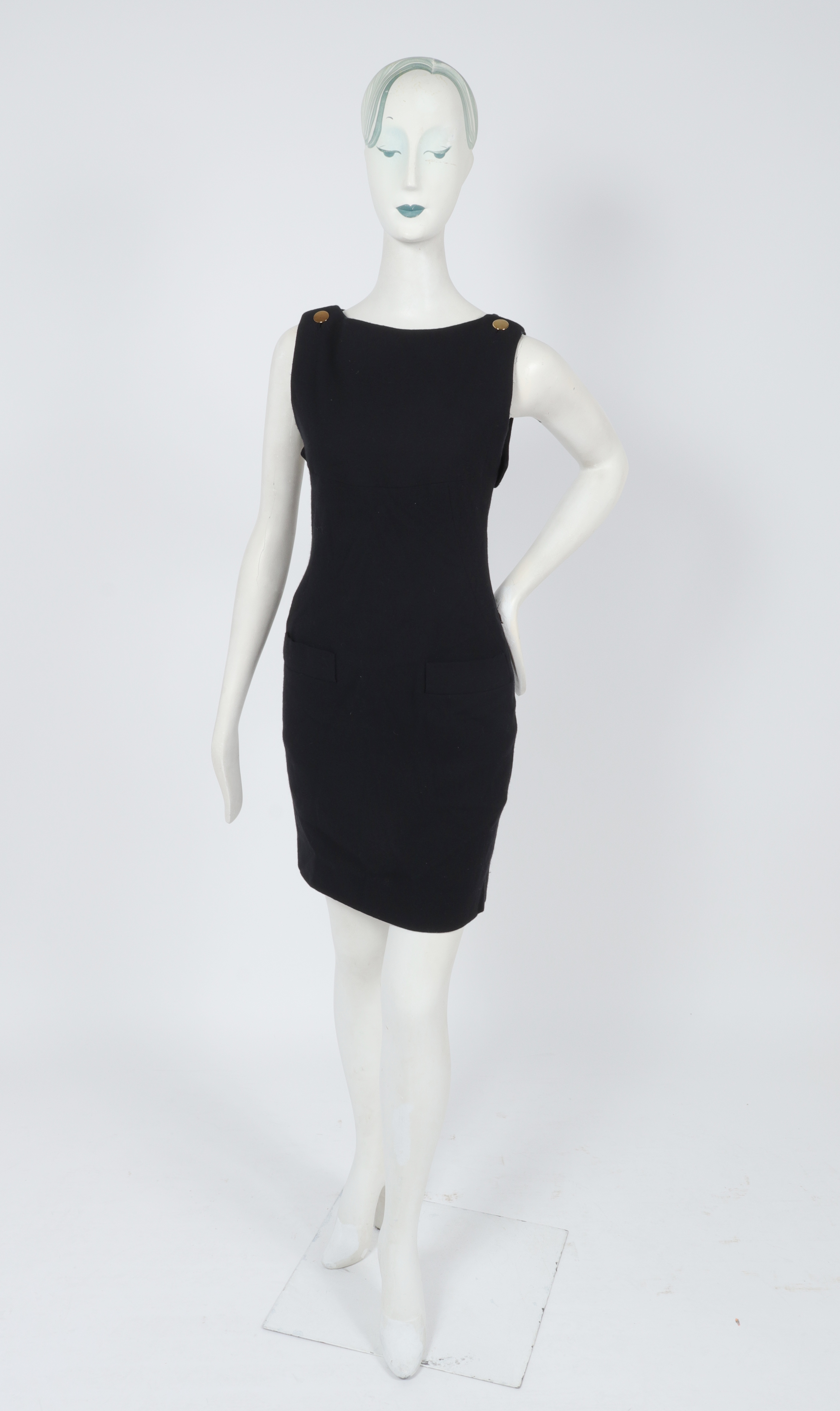 BILL BLASS WOOL-CREPE COCKTAIL