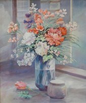 BILL BURLEN, GLASS VASE WITH F