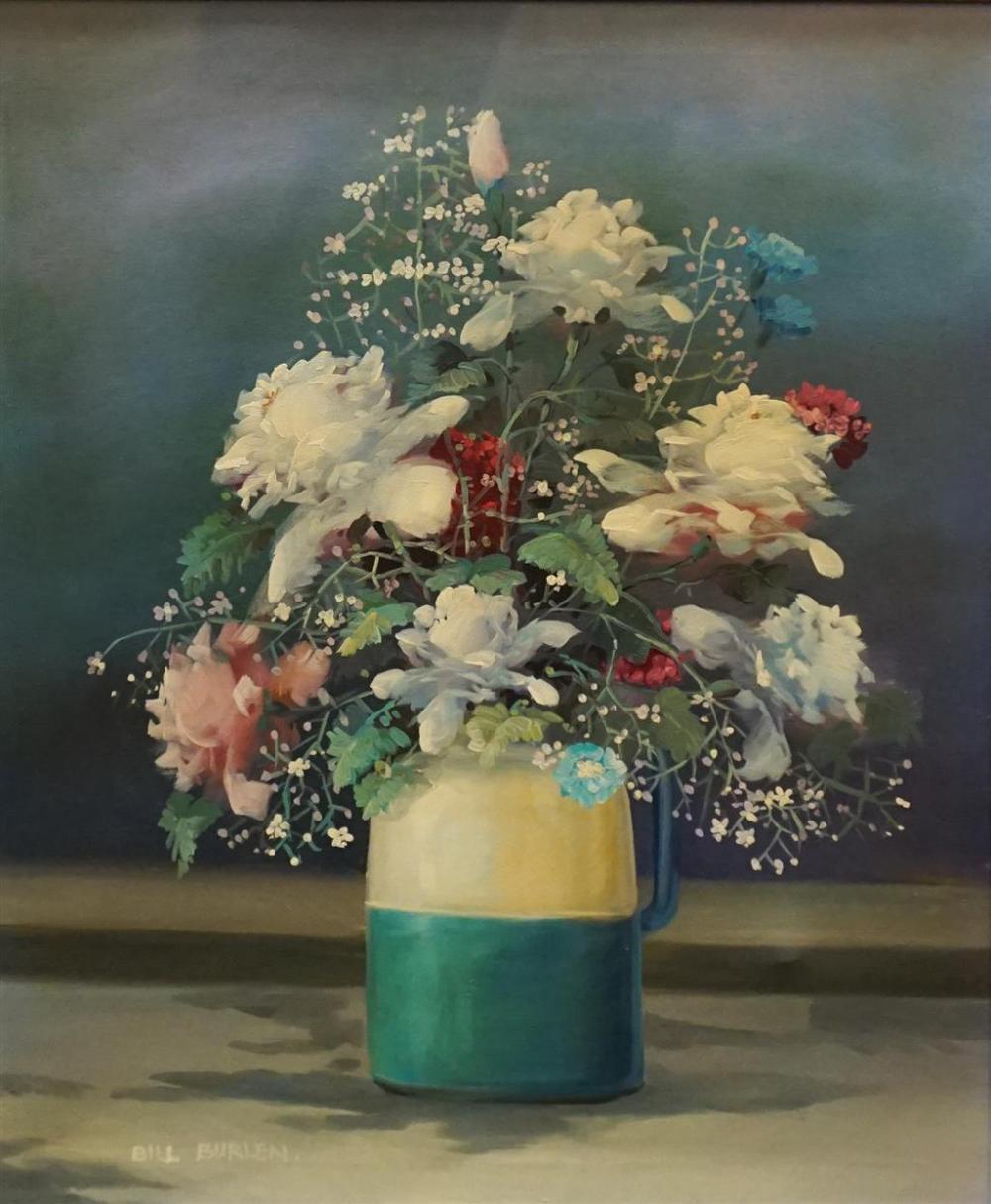 BILL BURLEN, VASE WITH FLOWERS, OIL
