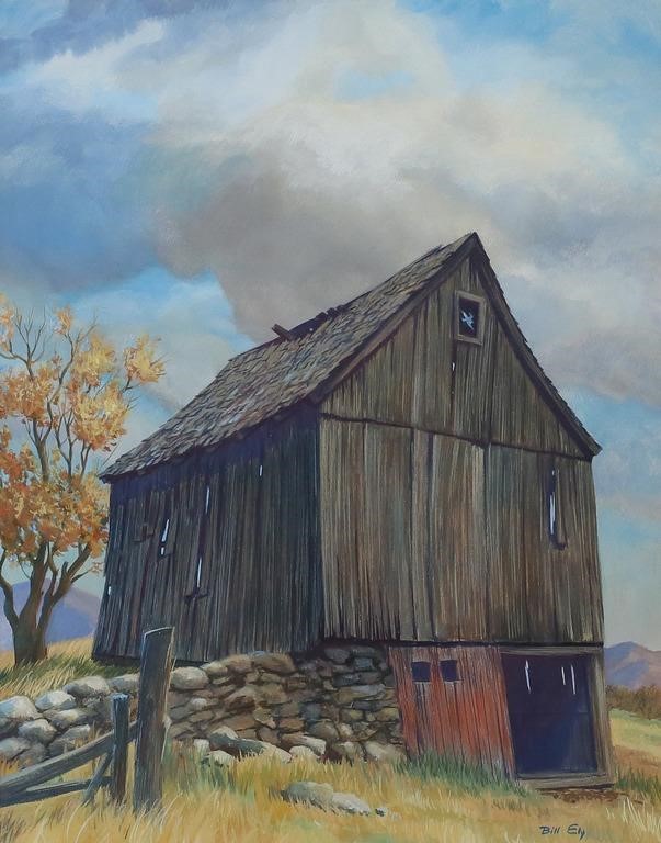 BILL ELY GOUACHE BARN IN