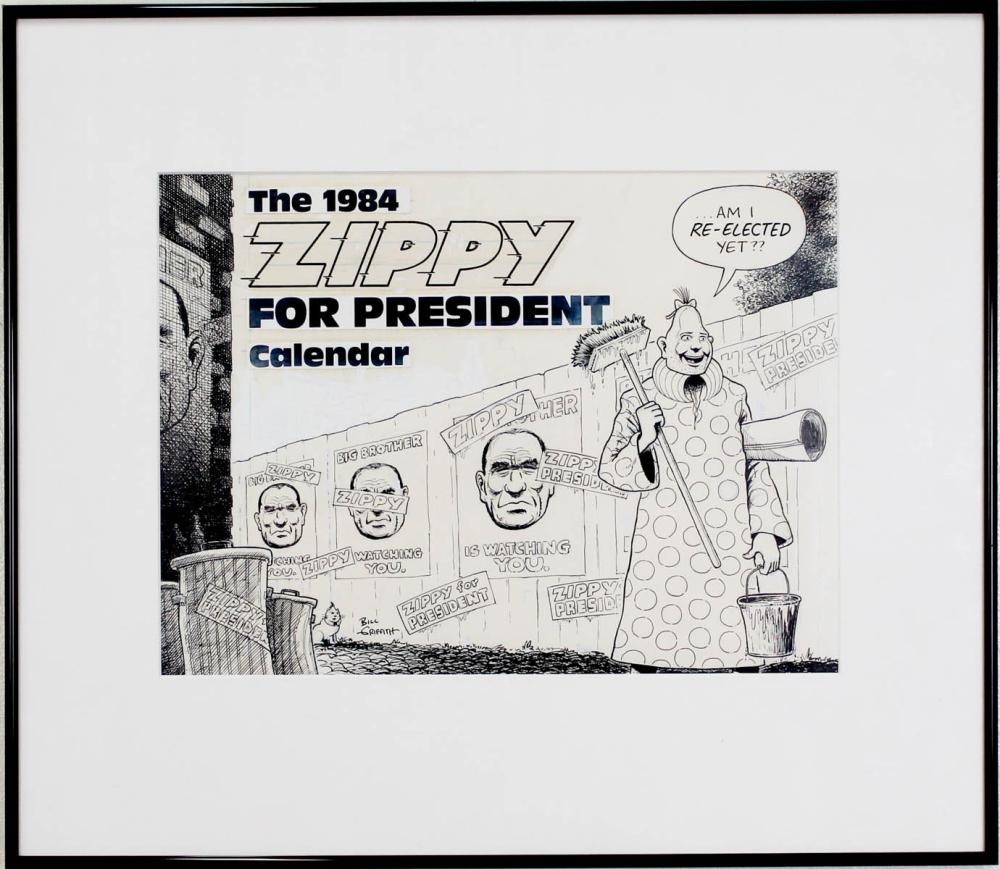 BILL GRIFFITH CARTOON INK ON