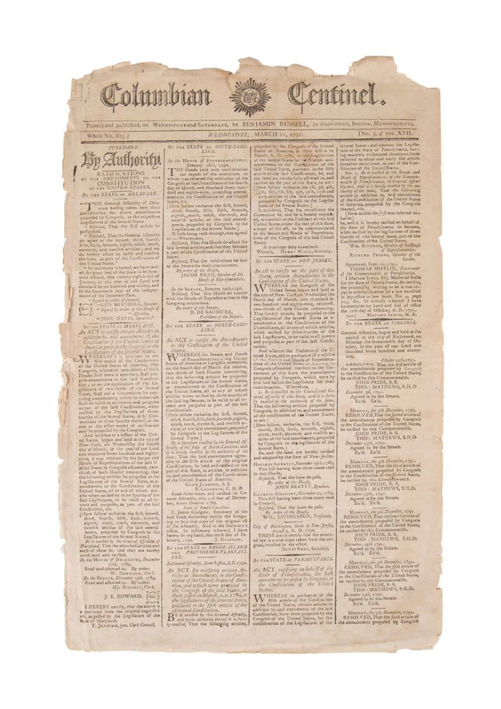 BILL OF RIGHTS, COLUMBIAN