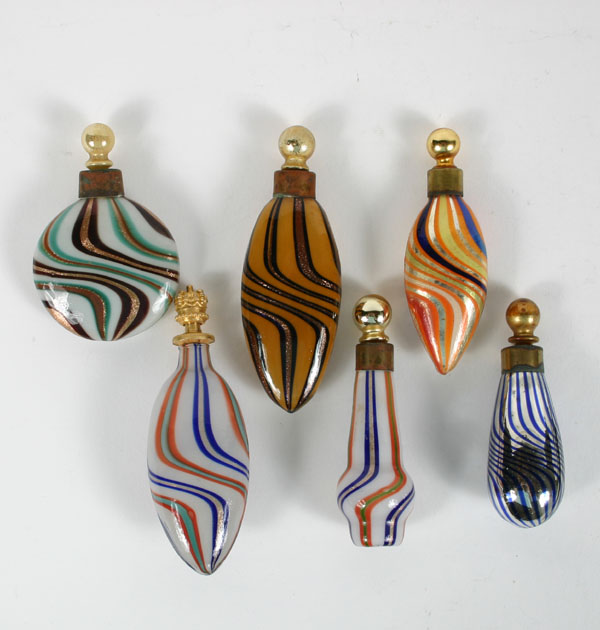 Bimini art glass bottles; some with