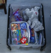 BIN WITH BEANIE BABY COLLECTIB