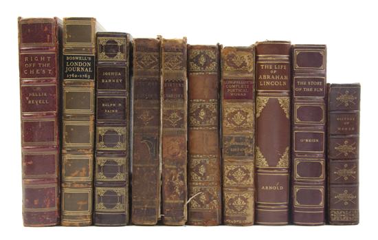 (BINDINGS) A group of 10 volumes in