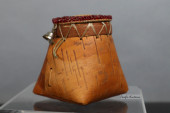 BIRCH BARK BASKET  3"H WITH BE