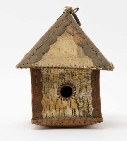 BIRCH BARK BIRD HOUSE, QUEBEC, LATE
