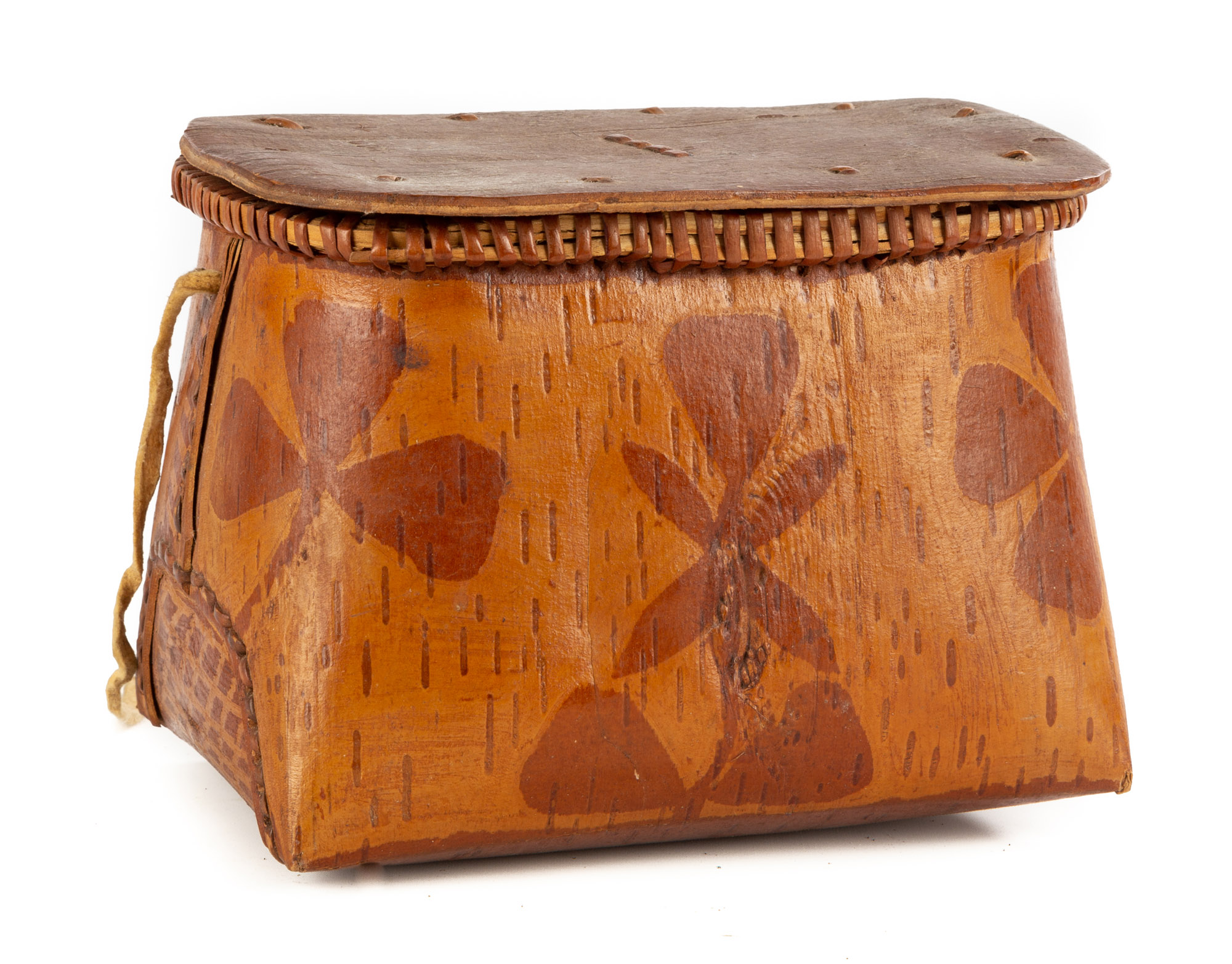 BIRCH BARK COVERED BASKET circa