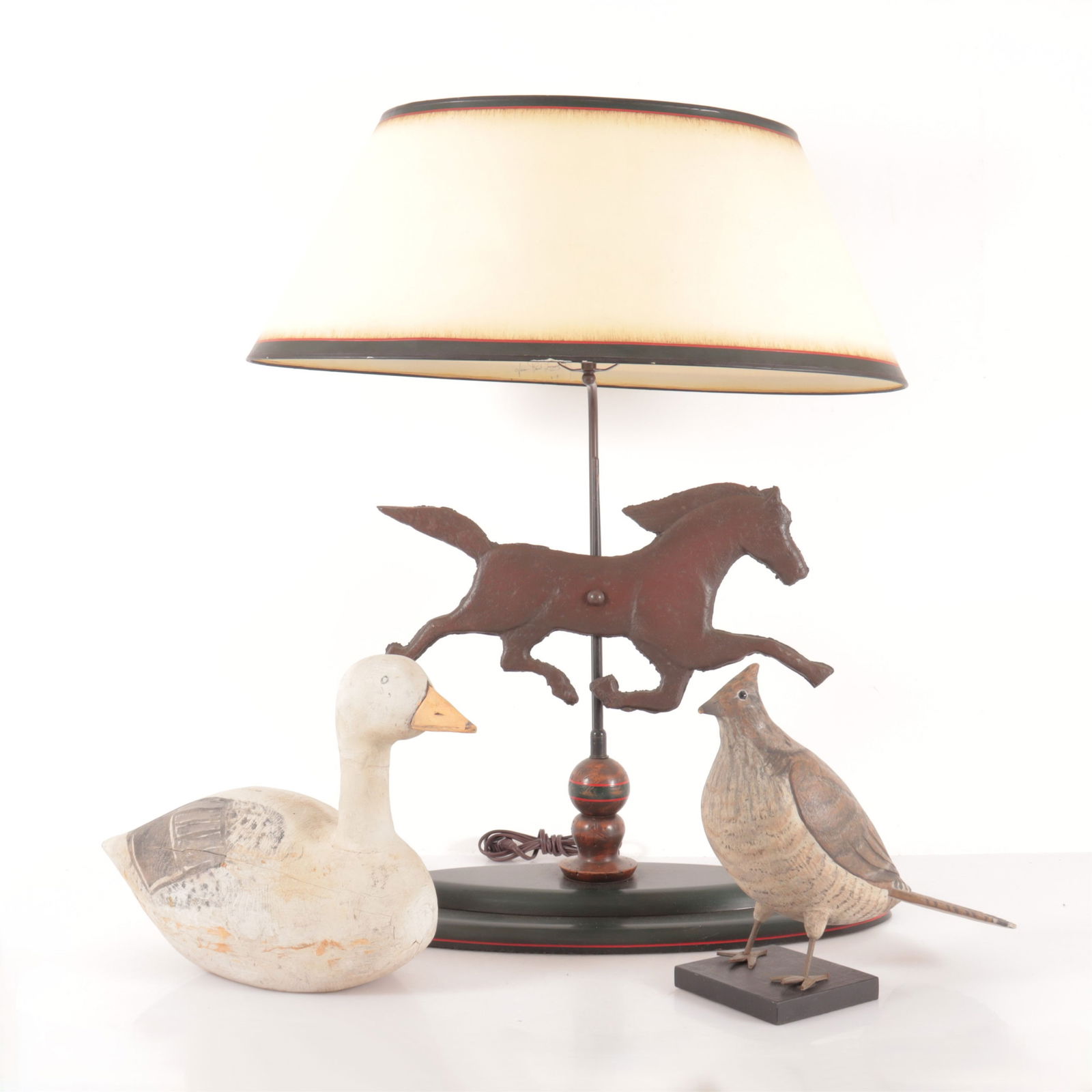 BIRD DECOYS & HORSE LAMPTwo Bird