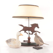 BIRD DECOYS & HORSE LAMPTwo Bi
