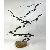 Bird metal statue. Signed BIJA