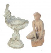 BIRDBATH AND STATUE.  American