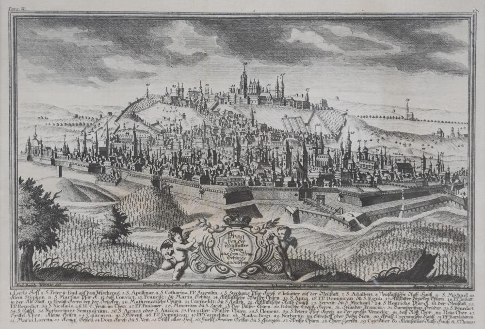BIRDS EYE MAP OF PRAGUE, PRINT ON