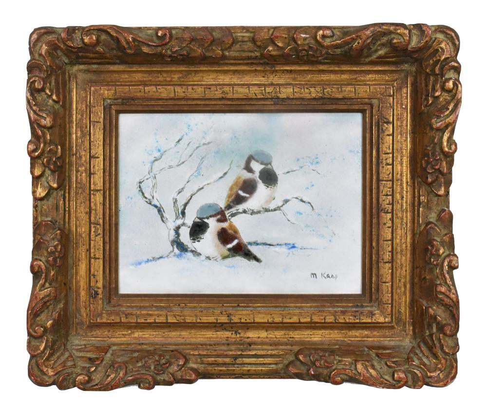 BIRDS ON A SNOWY BRANCH, SIGNED
