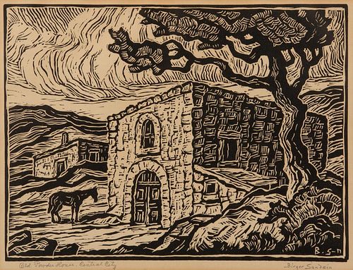 BIRGER SANDZEN SIGNED LINOCUT, 'OLD
