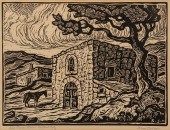BIRGER SANDZEN SIGNED LINOCUT,