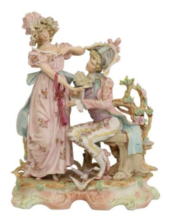 BISCUIT PORCELAIN FIGURAL GROUP THE