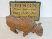 BISON MUSEUM SIGN & CARVED WOO