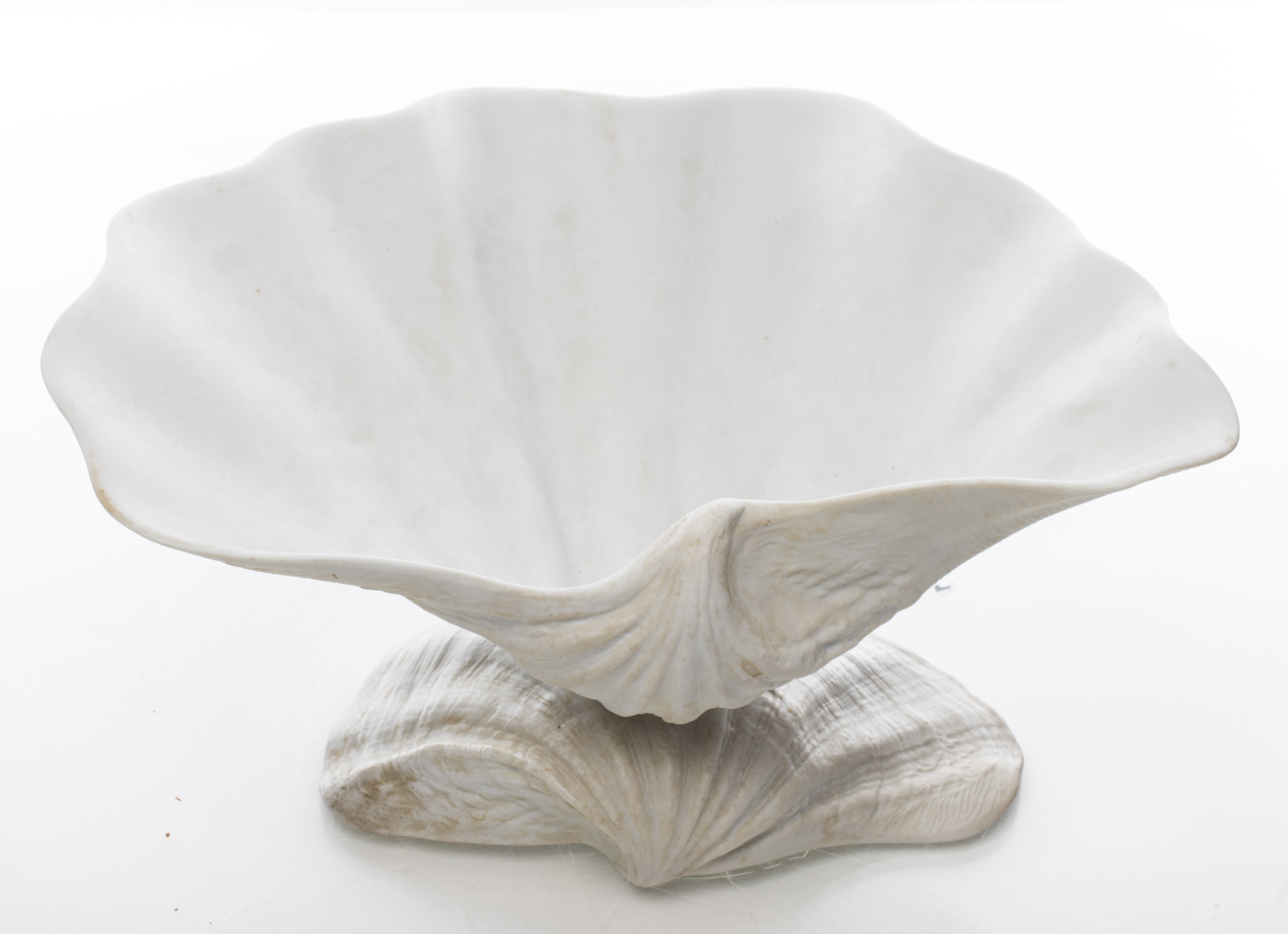 BISQUE CERAMIC DOUBLE CLAM SHELL