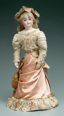 Bisque head doll, jointed kid body,