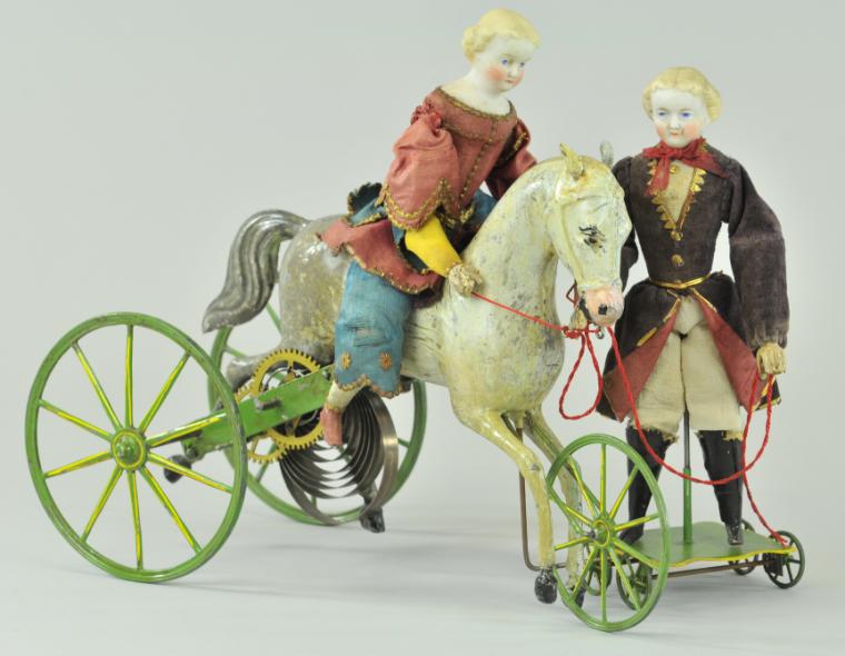 BISQUE HEAD FIGURES WITH HORSE
