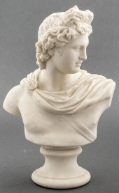 BISQUE PORCELAIN BUST OF APOLL