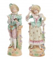 BISQUE PORCELAIN FIGURES OF A