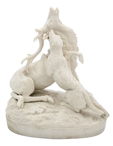 BISQUE PORCELAIN STAG OR ELK, BEING