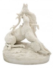 BISQUE PORCELAIN STAG OR ELK,