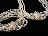 Biwa pearl bracelet and neckla