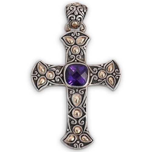 BJC STERLING & 18K GOLD CROSS