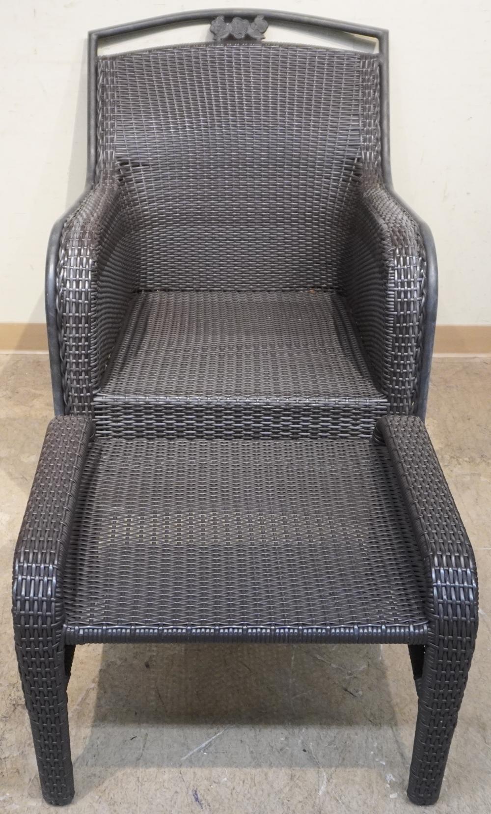 BJI FAUX WICKER ARMCHAIR AND