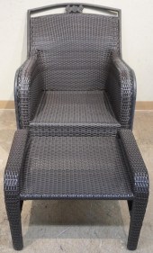 BJI FAUX WICKER ARMCHAIR AND F
