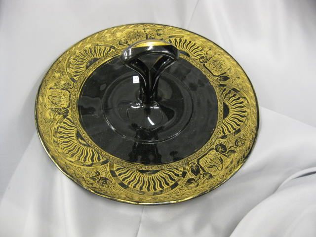 Black Amethyst Glass Dessert Tray