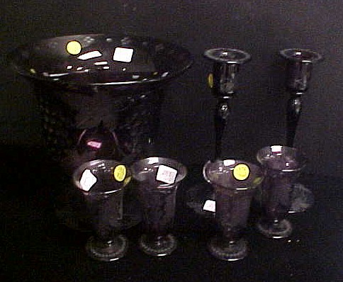 Black amethyst glass pedestal