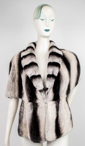 BLACK AND GREY RABBIT FUR SHAW