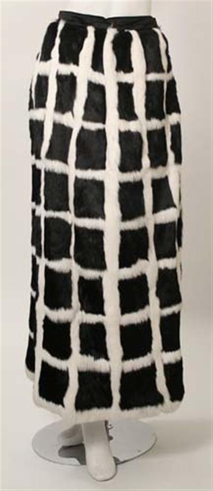 Black and white fur maxi skirt   