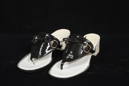 Black and white patent leather