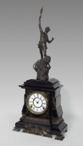 BLACK ANSONIA FIGURAL CLOCK: C