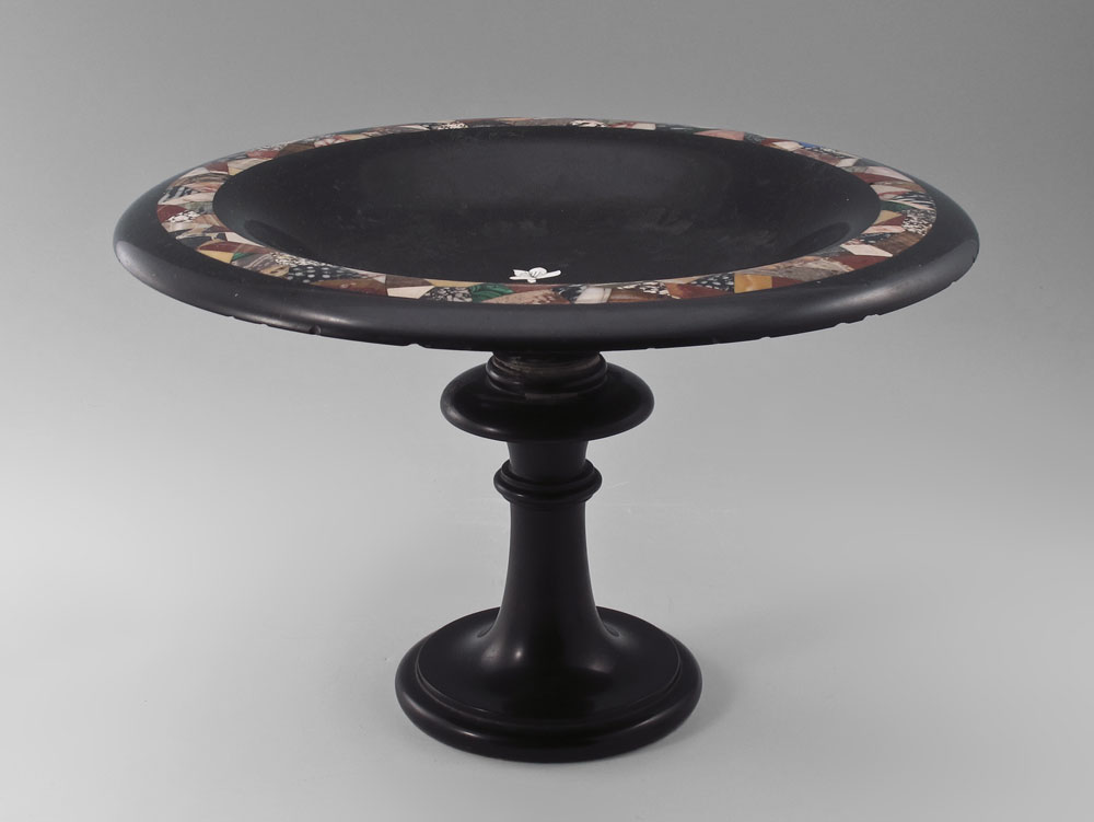 BLACK BASALT MARBLE TAZZA: Pedestal