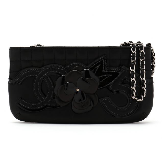 BLACK CAMELLIA FLOWER WALLET ON