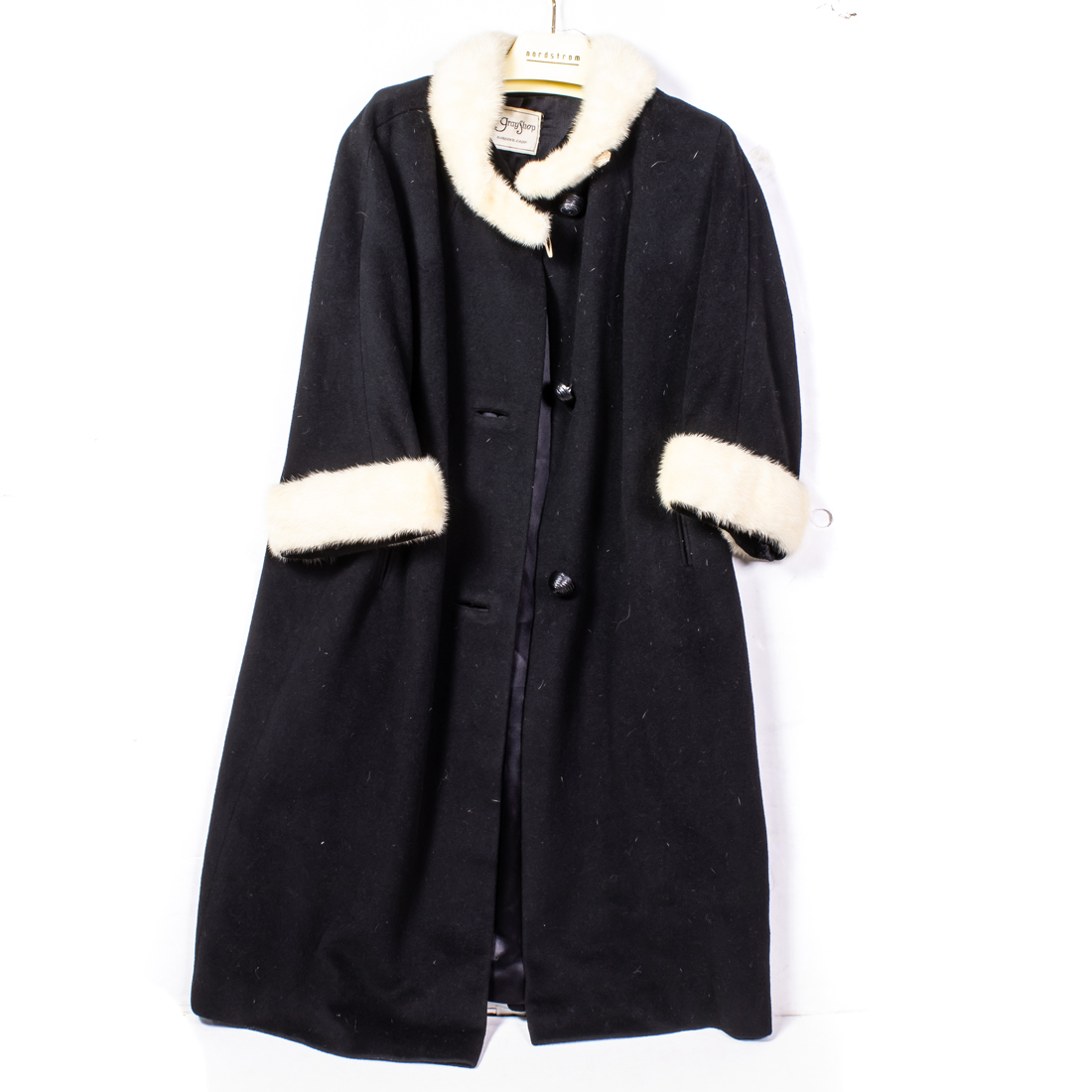 BLACK CASHMERE COAT WITH MINK