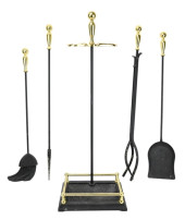 BLACK CAST IRON & BRASS 4-PIEC