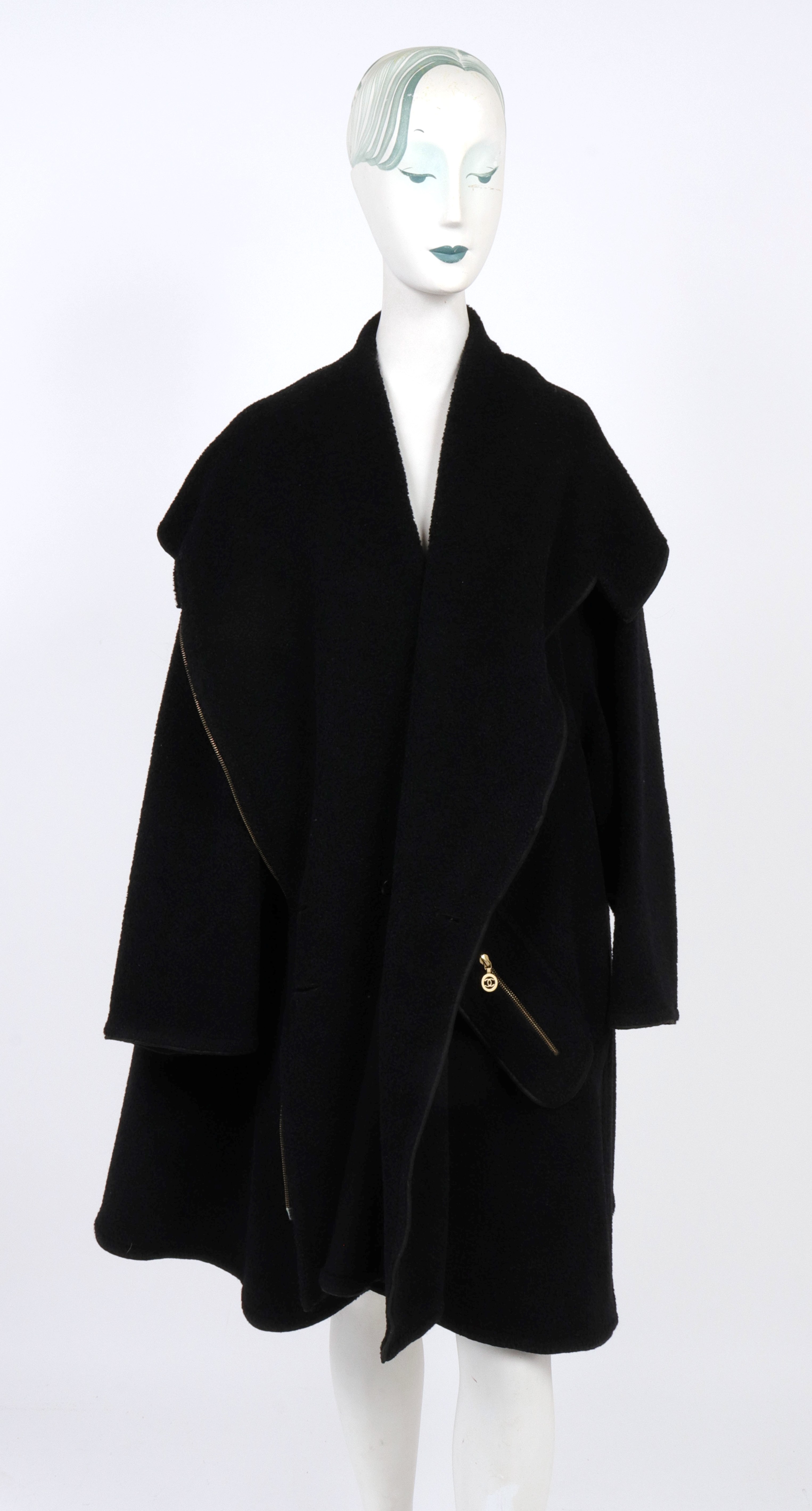 BLACK CHENILLE COAT WITH CHANEL
