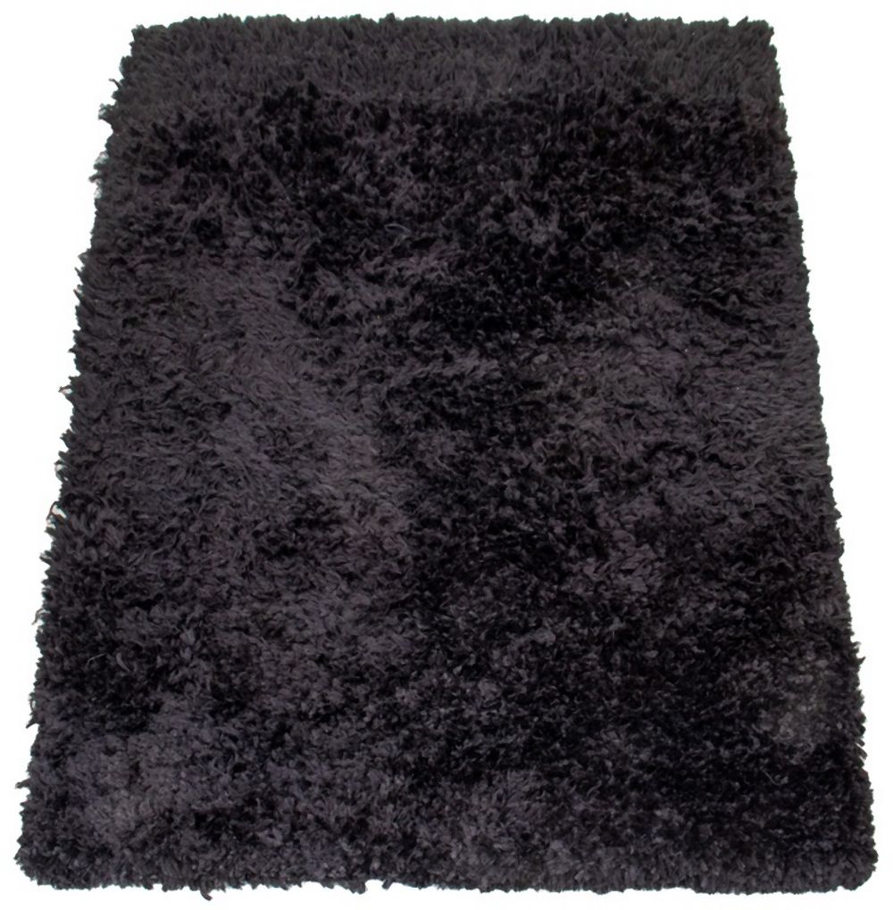 BLACK COTTON SHAG RUG, 5' 9" X 8'
