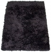 BLACK COTTON SHAG RUG, 5' 9" X