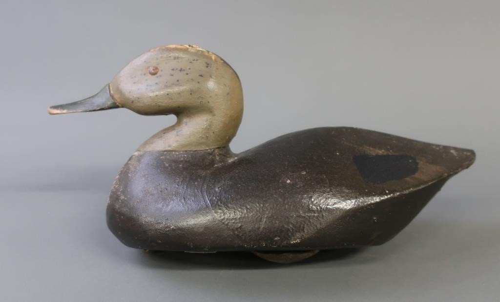 Black duck decoy, circa 1900, by