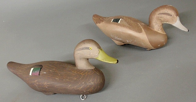 Black duck decoy signed "R .