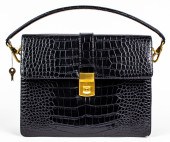 BLACK EMBOSSED FAUX LEATHER HA