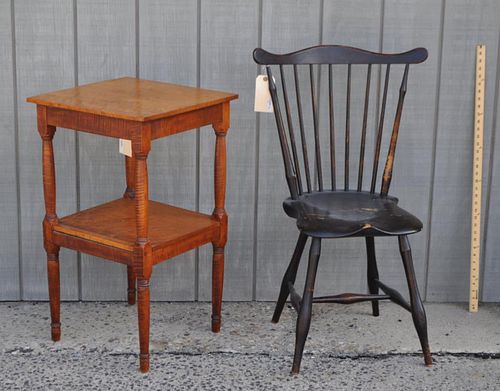 BLACK FAN BACK WINDSOR SIDE CHAIR &
